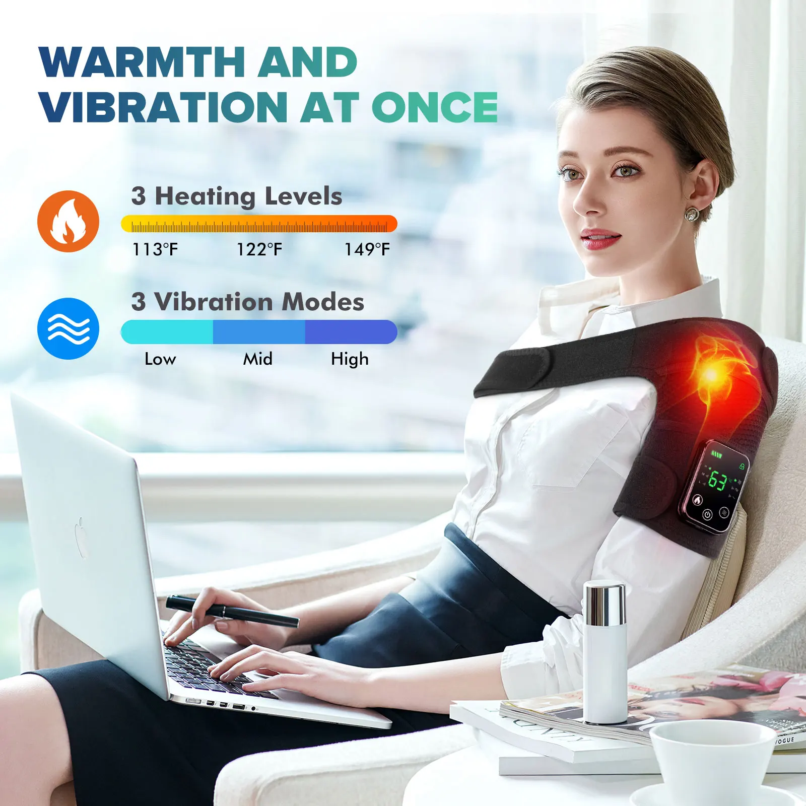 3 in 1 Heated Knee & Shoulder Massager Vibration Elbow Warmer for Temperature Control Support Brace Muscle Relaxation - Image 3